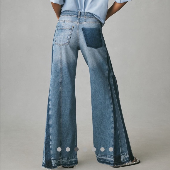 Anthropologie Pilcro Adidas Mid-Rise Frayed Relaxed Flare Jeans - Picture 2 of 11